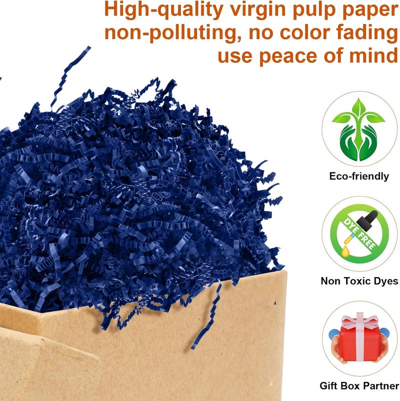 Darfukei Shredded Paper for Gift Baskets, Dark Blue Crinkle Paper Filler, 1/2LB (8 oz), Perfect for Birthdays, Weddings, Anniversaries, Gift Wrapping - Image 2